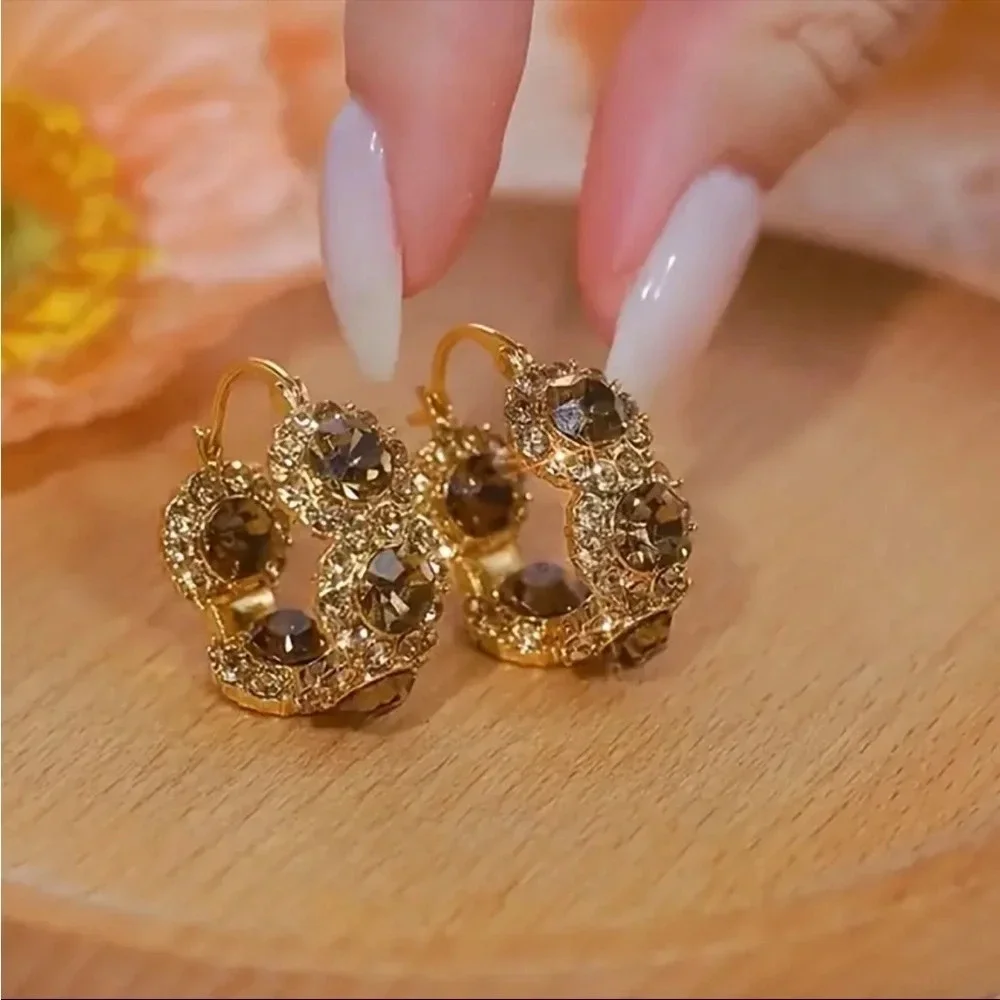 Gold Lion Head Stud Earrings Statement Animal Jewelry NWT
